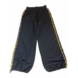 OFUURE Sweats pants Black Wide Leg Side Embroidery Large